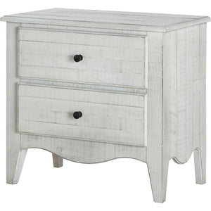 Ella Solid Wood Two Drawer Nightstand in White Wash