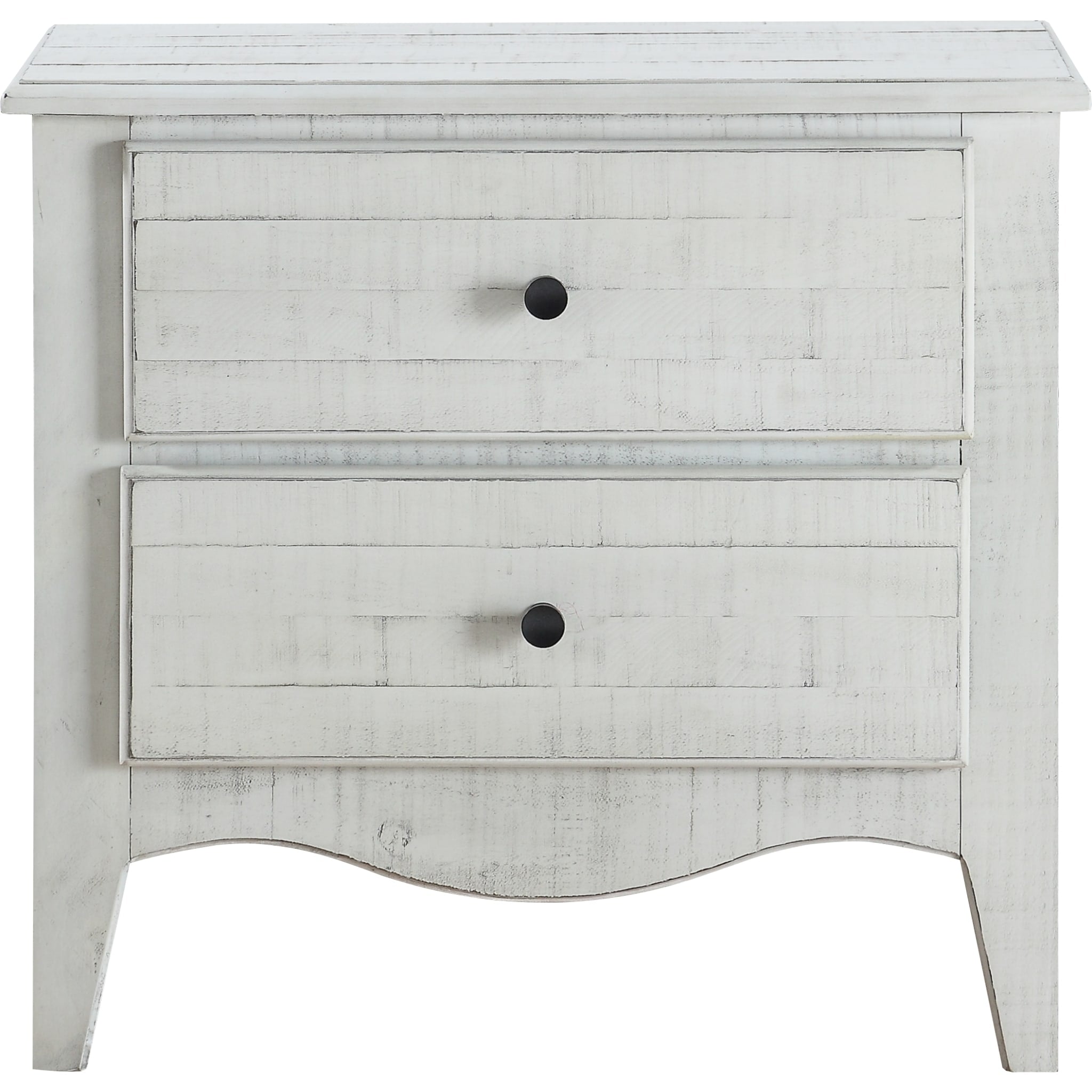 Ella Solid Wood Two Drawer Nightstand in White Wash