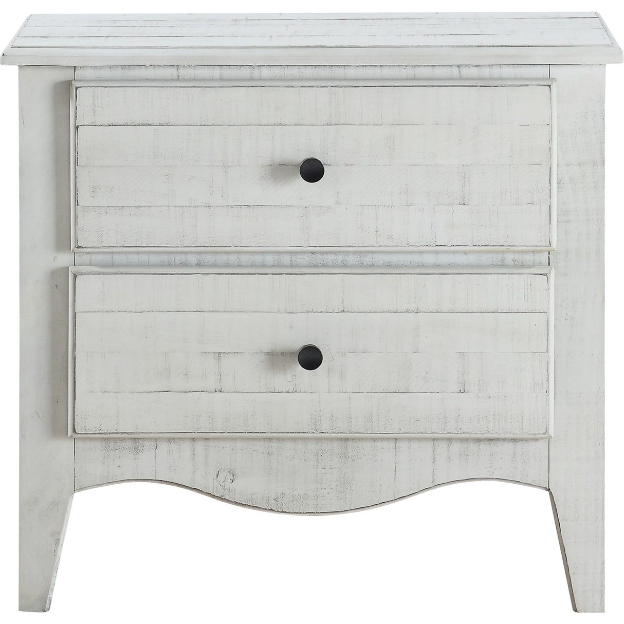 Ella Solid Wood Two Drawer Nightstand in White Wash