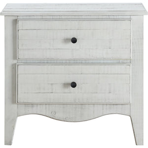 Ella Solid Wood Two Drawer Nightstand in White Wash