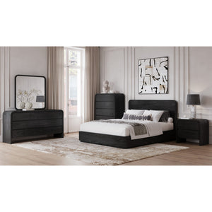 Elora Ash Wood Platform Bed in Jet