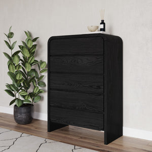 Elora Five Drawer Chest in Jet Black Ash