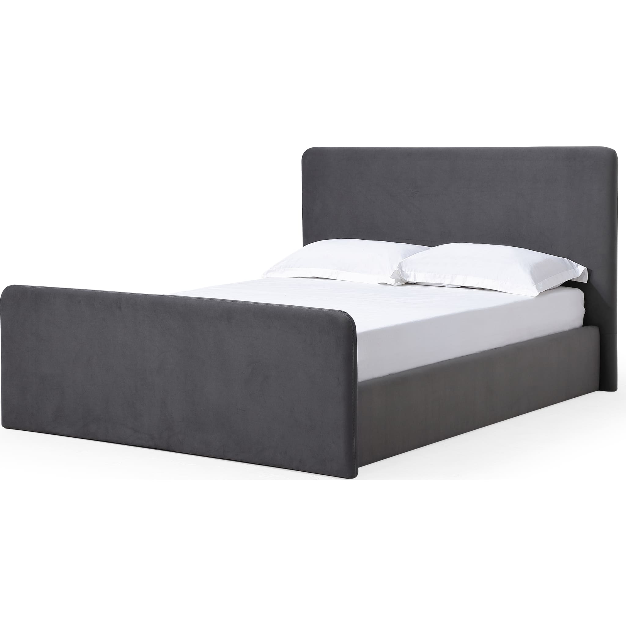 Elora Fully Upholstered Platform Bed in Charcoal Velvet
