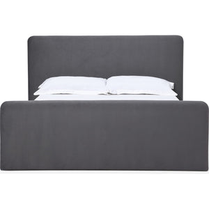Elora Fully Upholstered Platform Bed in Charcoal Velvet
