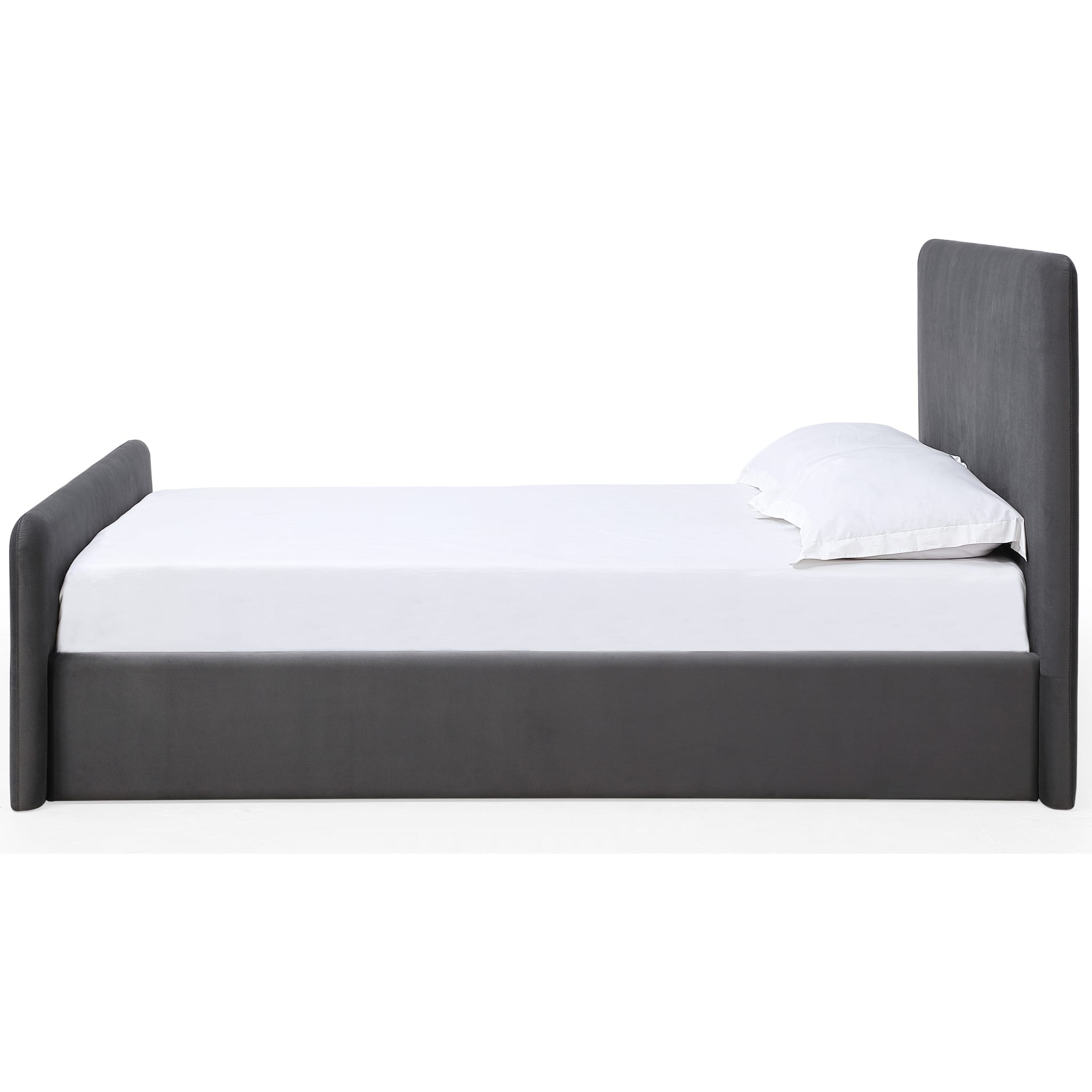 Elora Fully Upholstered Platform Bed in Charcoal Velvet
