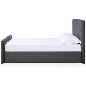 Elora Fully Upholstered Platform Bed in Charcoal Velvet