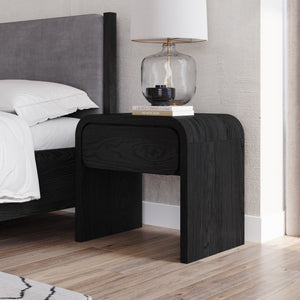 Elora One Drawer Nightstand in Jet Black Ash