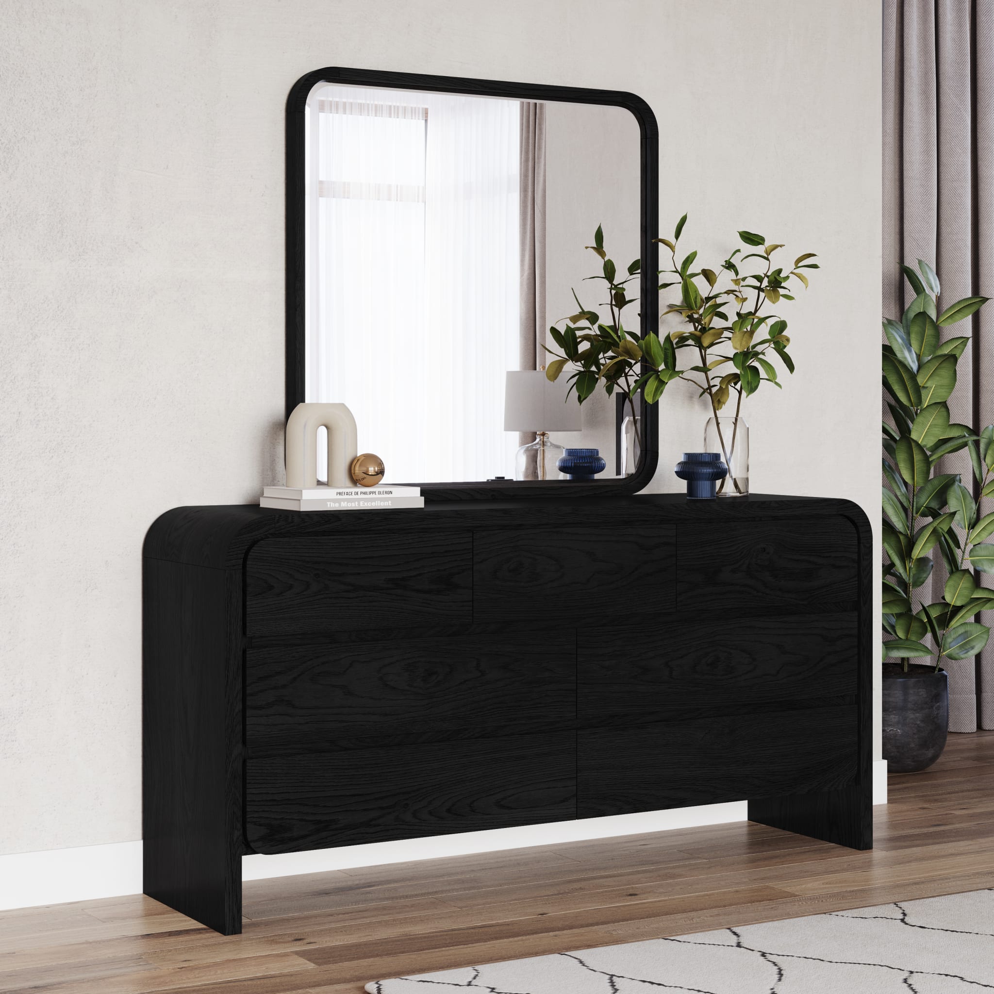Elora Seven Drawer Dresser in Jet Black Ash