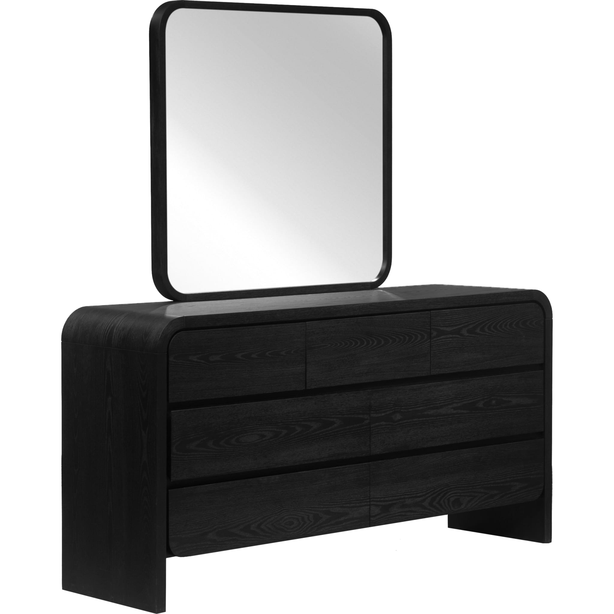 Elora Seven Drawer Dresser in Jet Black Ash