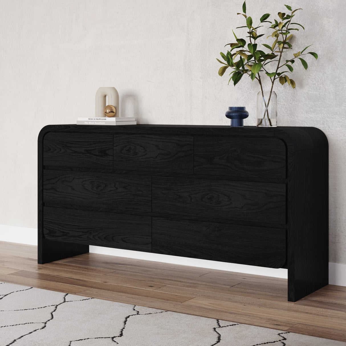 Elora Seven Drawer Dresser in Jet Black Ash