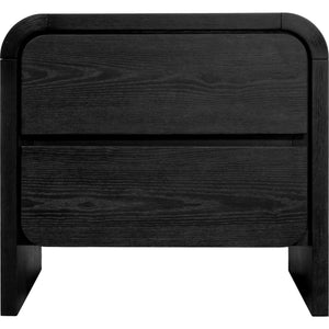 Elora Two Drawer Nightstand in Jet Black Ash