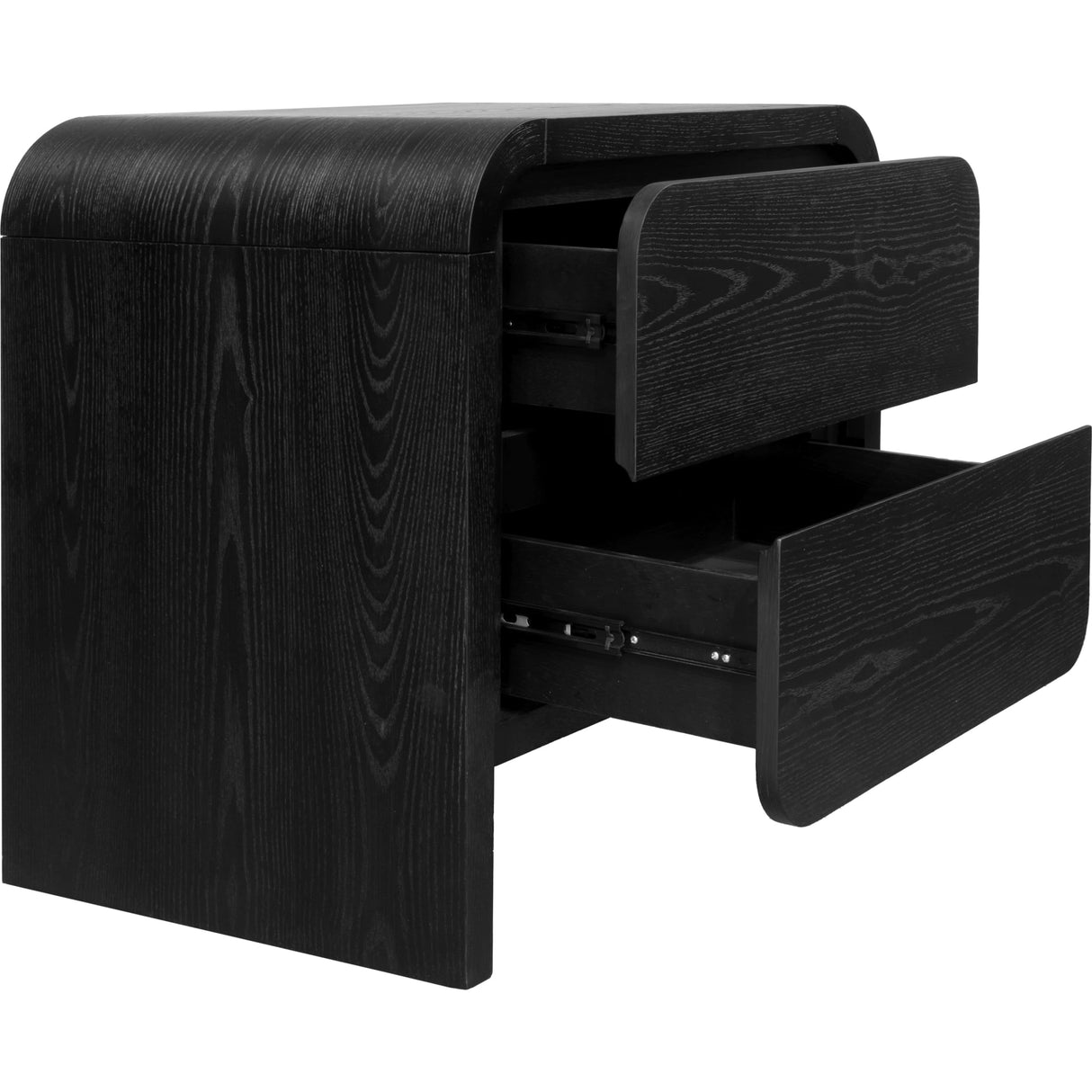 Elora Two Drawer Nightstand in Jet Black Ash
