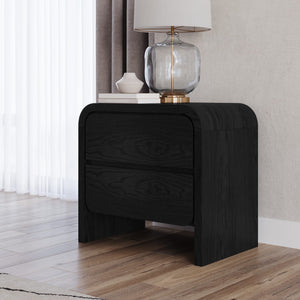 Elora Two Drawer Nightstand in Jet Black Ash