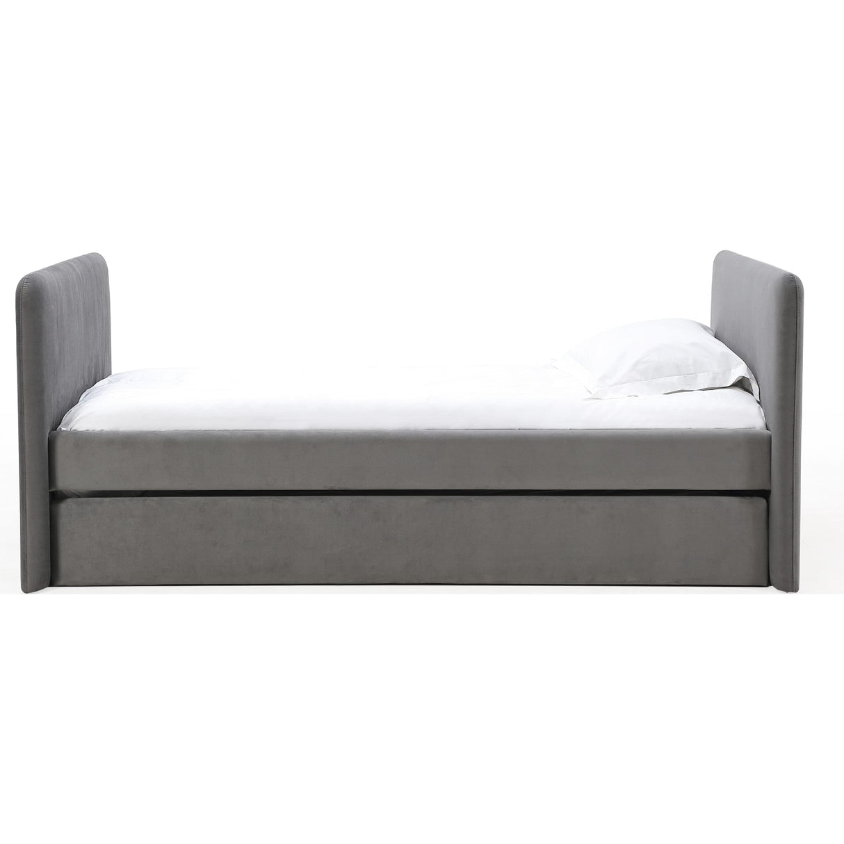Elora Upholstered Daybed with Trundle in Charcoal Velvet