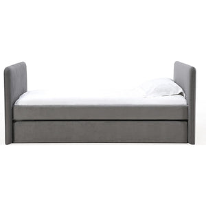 Elora Upholstered Daybed with Trundle in Charcoal Velvet