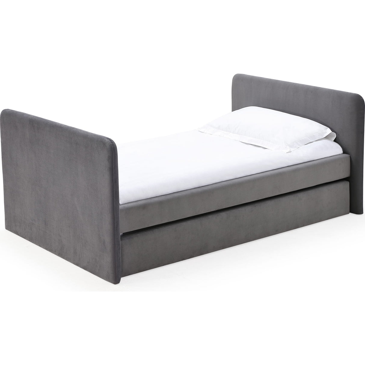 Elora Upholstered Daybed with Trundle in Charcoal Velvet