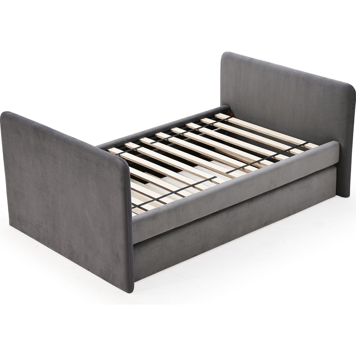 Elora Upholstered Daybed with Trundle in Charcoal Velvet