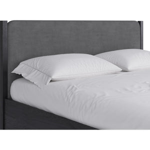 Elora Wood and Velvet Upholstered Bed in Jet and Charcoal