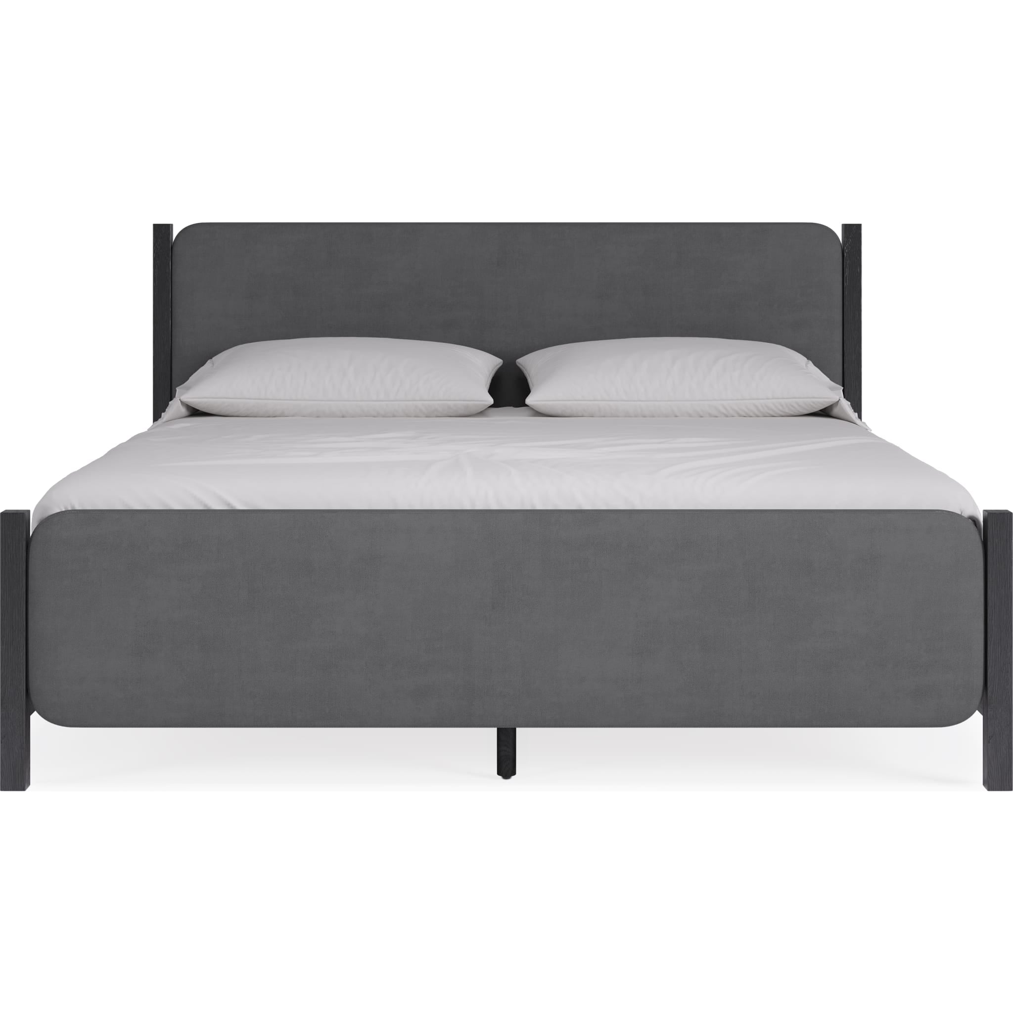 Elora Wood and Velvet Upholstered Bed in Jet and Charcoal