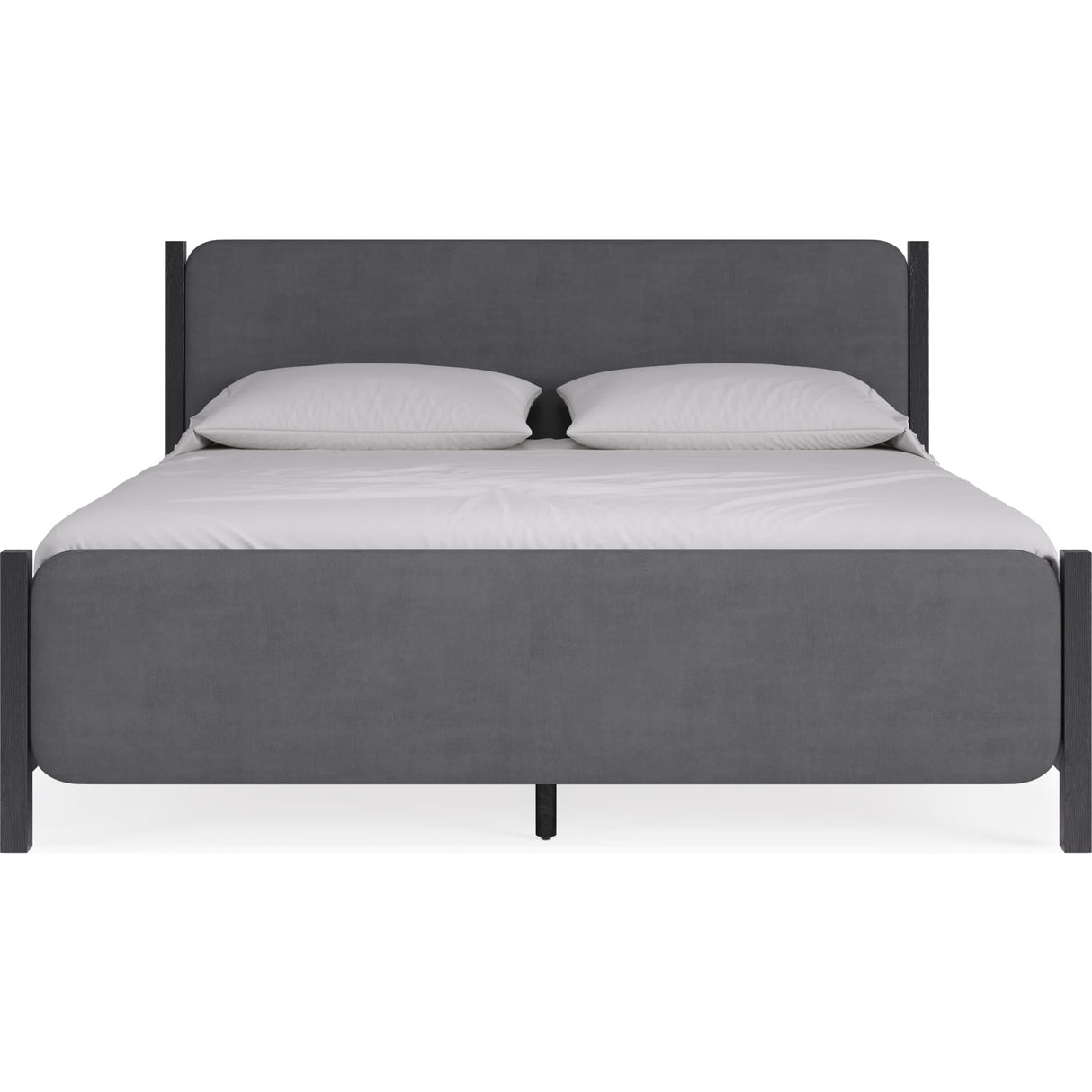 Elora Wood and Velvet Upholstered Bed in Jet and Charcoal