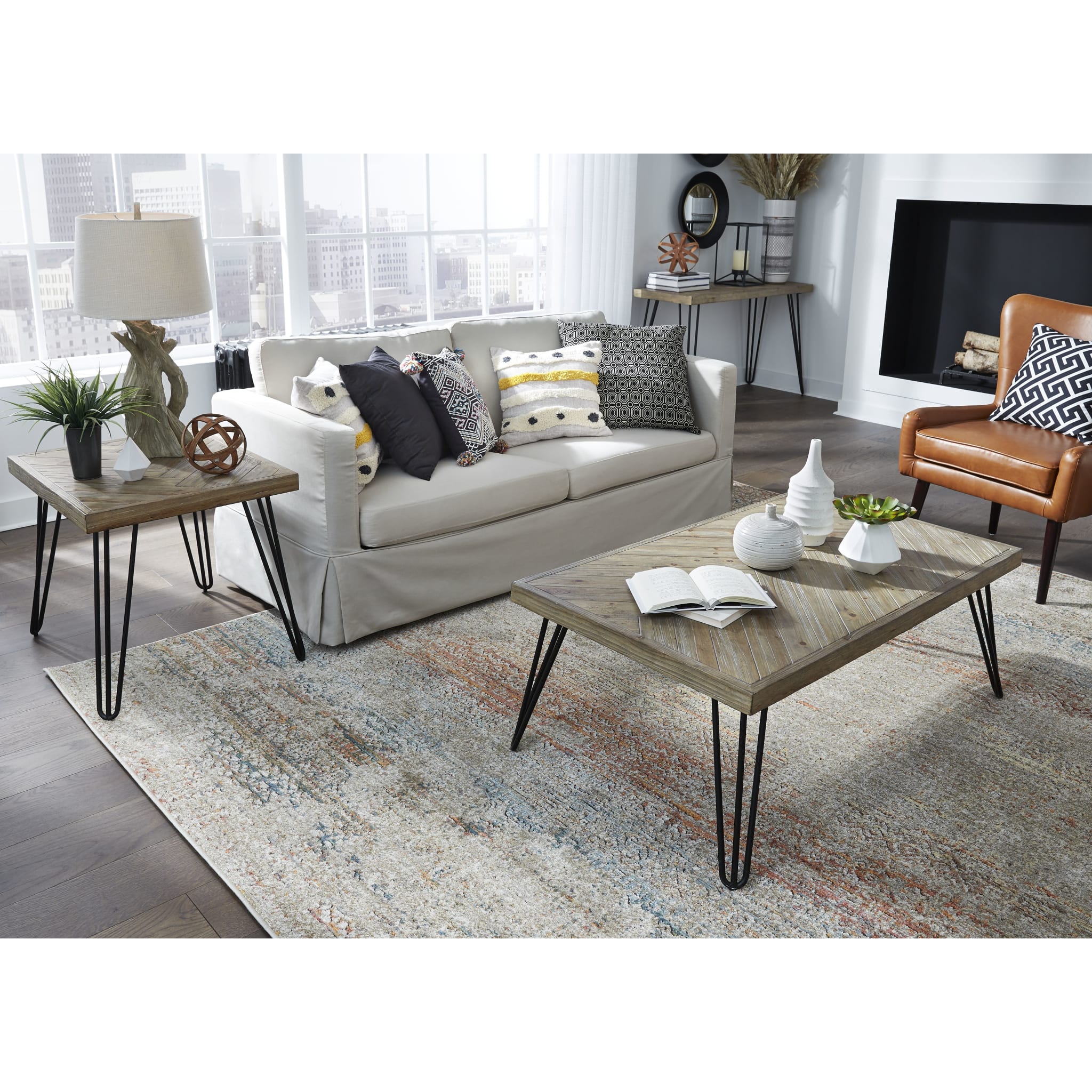 Everson Solid Fir Coffee Table in Sand Dollar