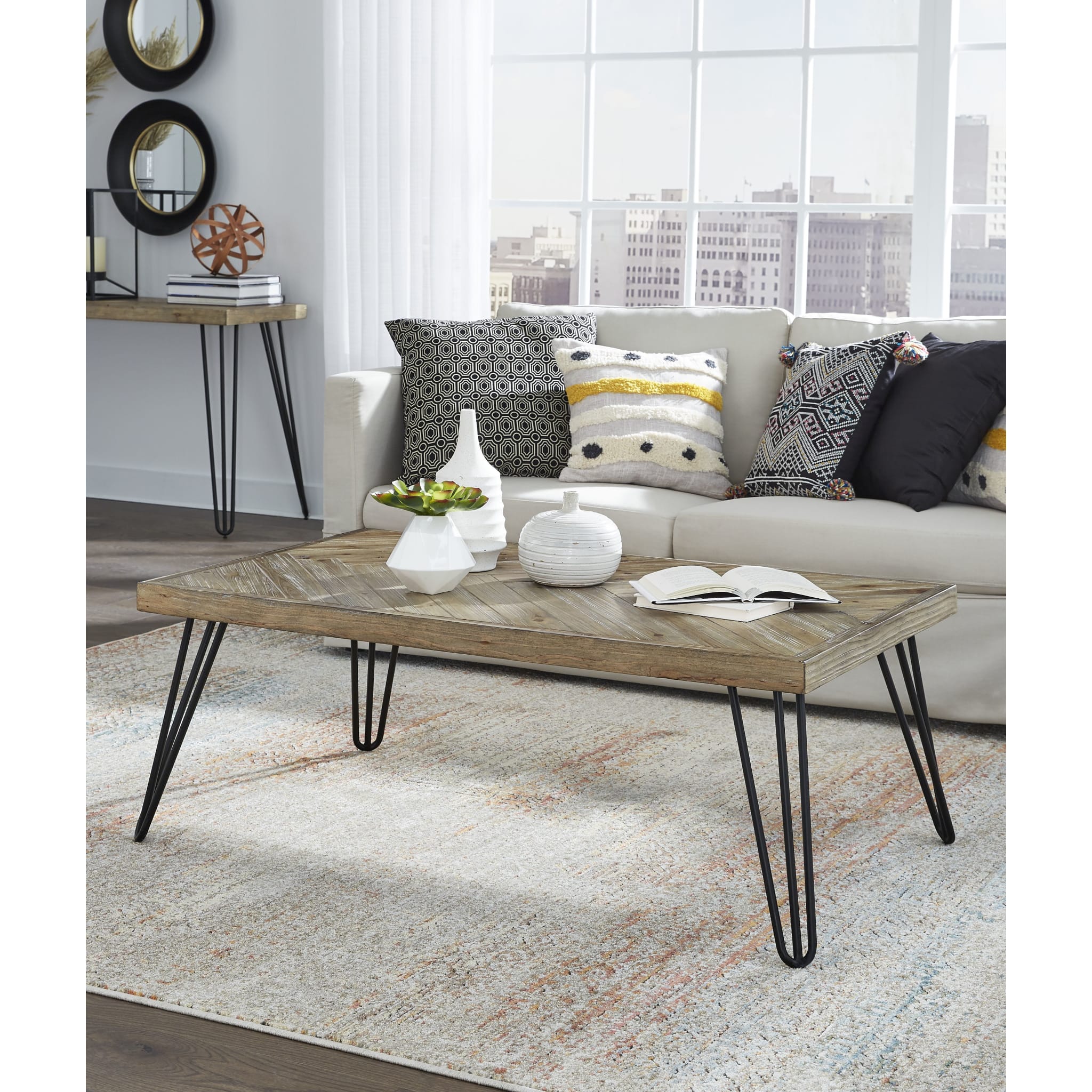 Everson Solid Fir Coffee Table in Sand Dollar