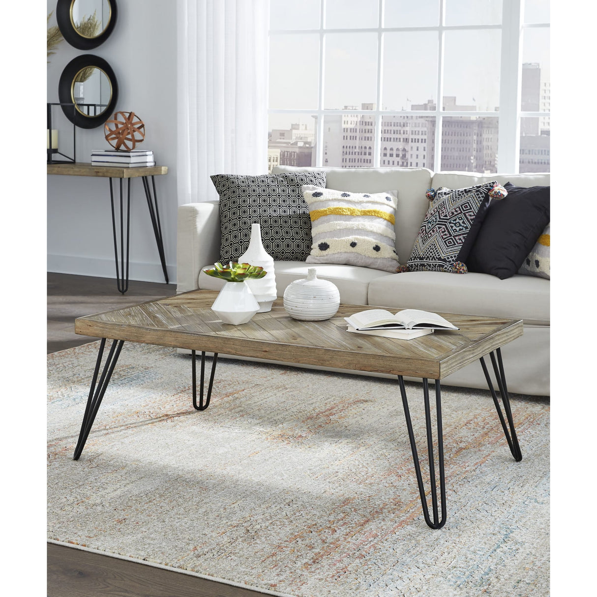 Everson Solid Fir Coffee Table in Sand Dollar