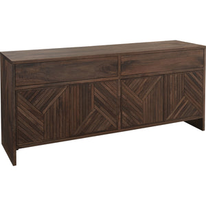 Fevano Four Door Two Drawer Solid Wood Sideboard in Smoked Brown