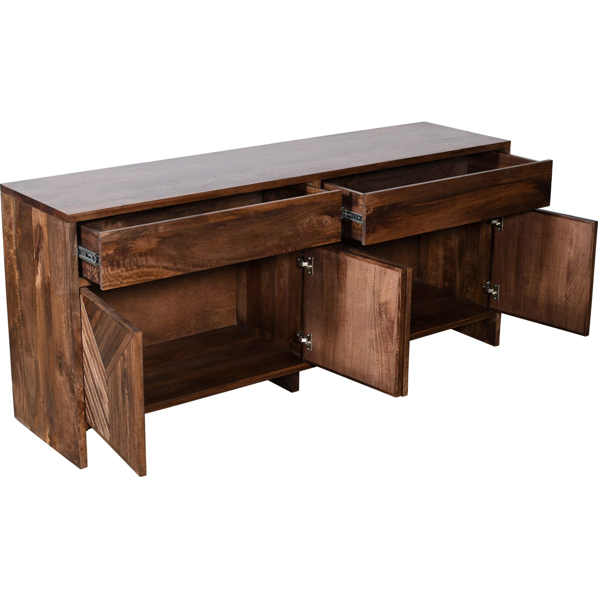 Fevano Four Door Two Drawer Solid Wood Sideboard in Smoked Brown