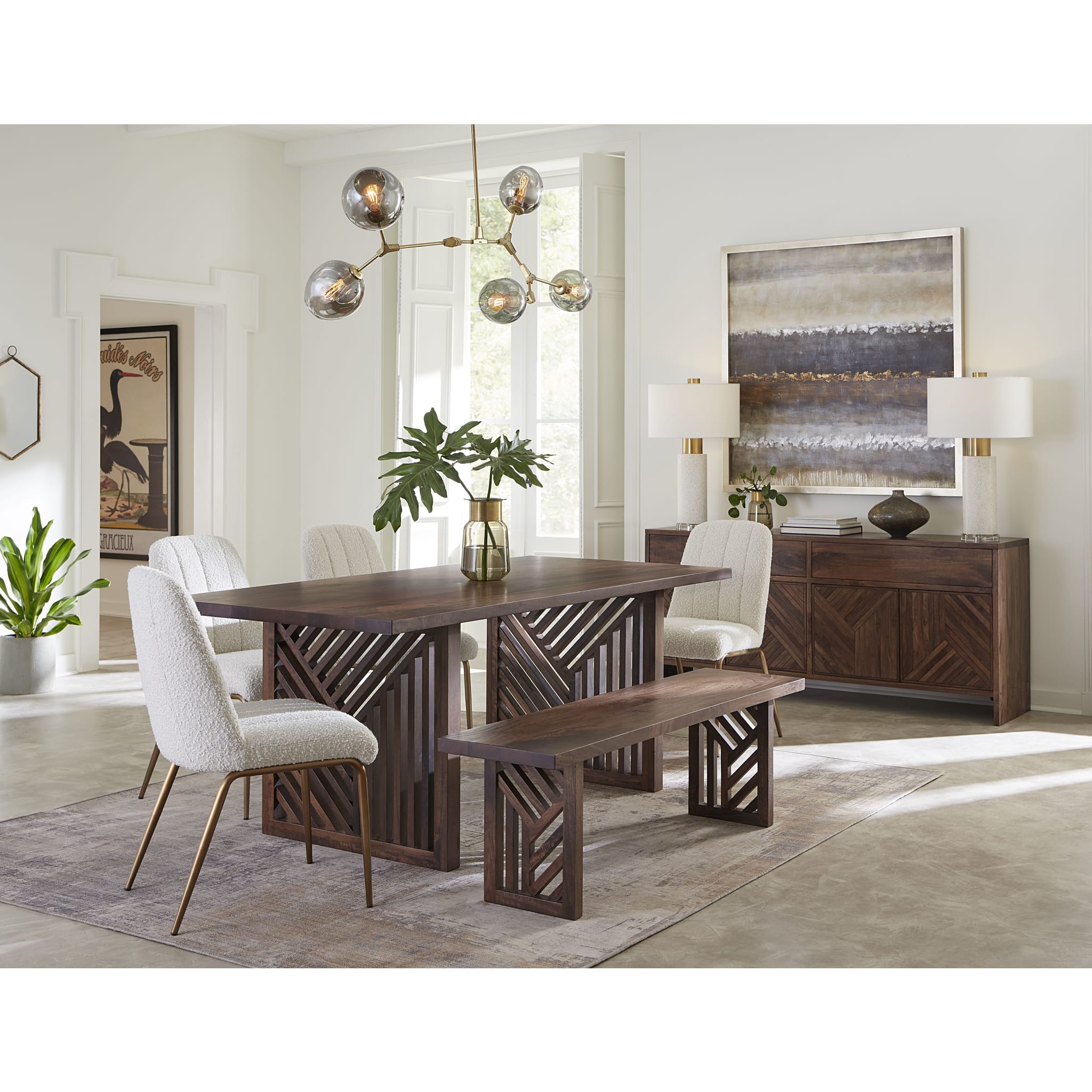 Fevano Solid Wood Dining Bench in Smoked Brown
