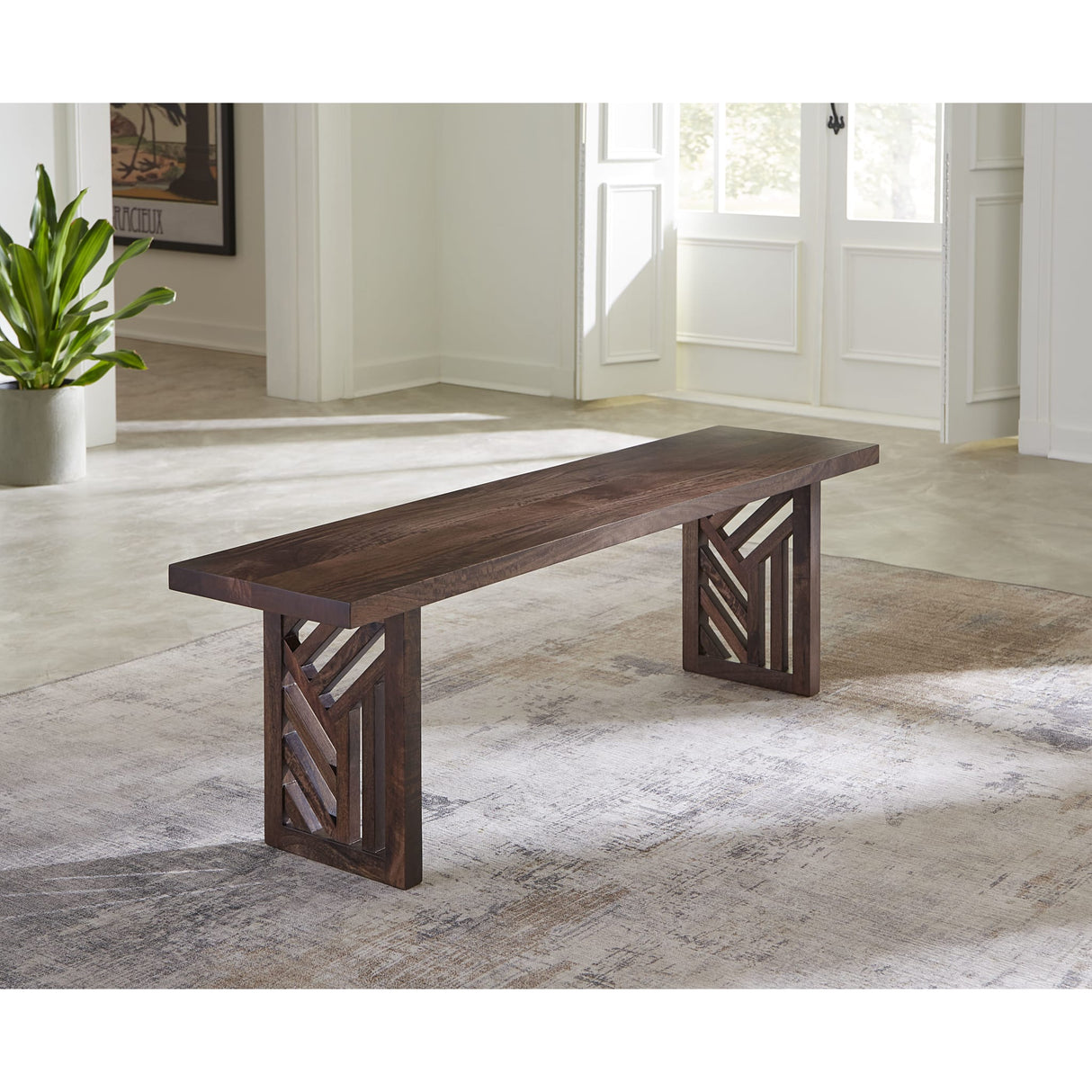 Fevano Solid Wood Dining Bench in Smoked Brown