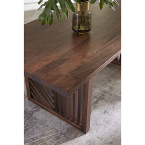Fevano Solid Wood Rectangular Dining Table in Smoked Brown