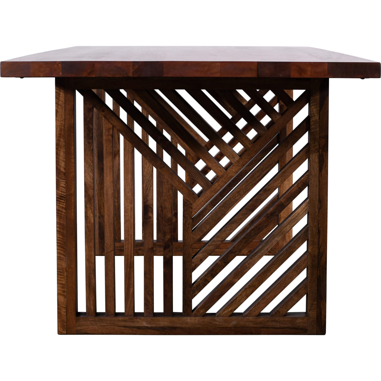 Fevano Solid Wood Rectangular Dining Table in Smoked Brown