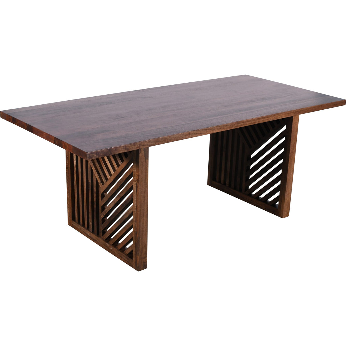 Fevano Solid Wood Rectangular Dining Table in Smoked Brown