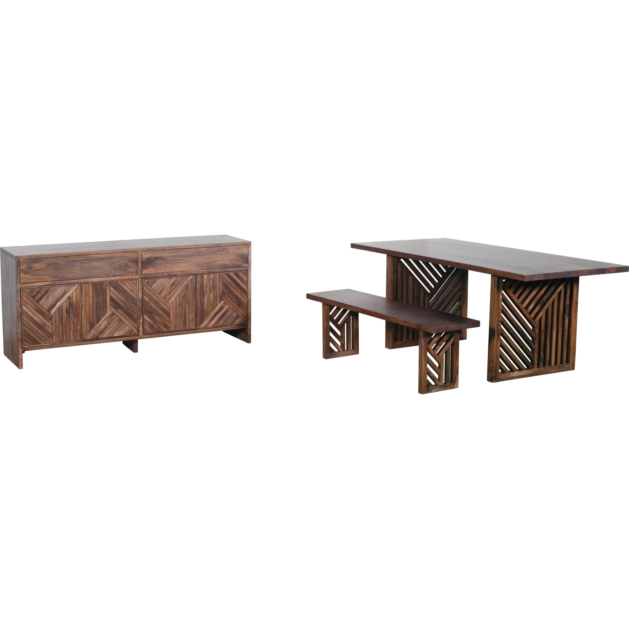 Fevano Solid Wood Rectangular Dining Table in Smoked Brown