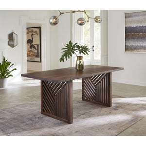 Fevano Solid Wood Rectangular Dining Table in Smoked Brown