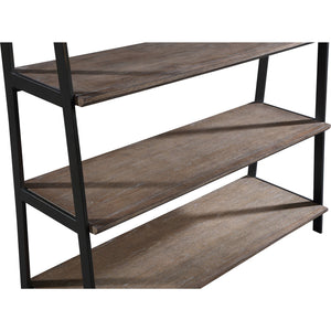 Finch Wood and Metal Etagere Bookcase in Buckwheat and Antique Bronze