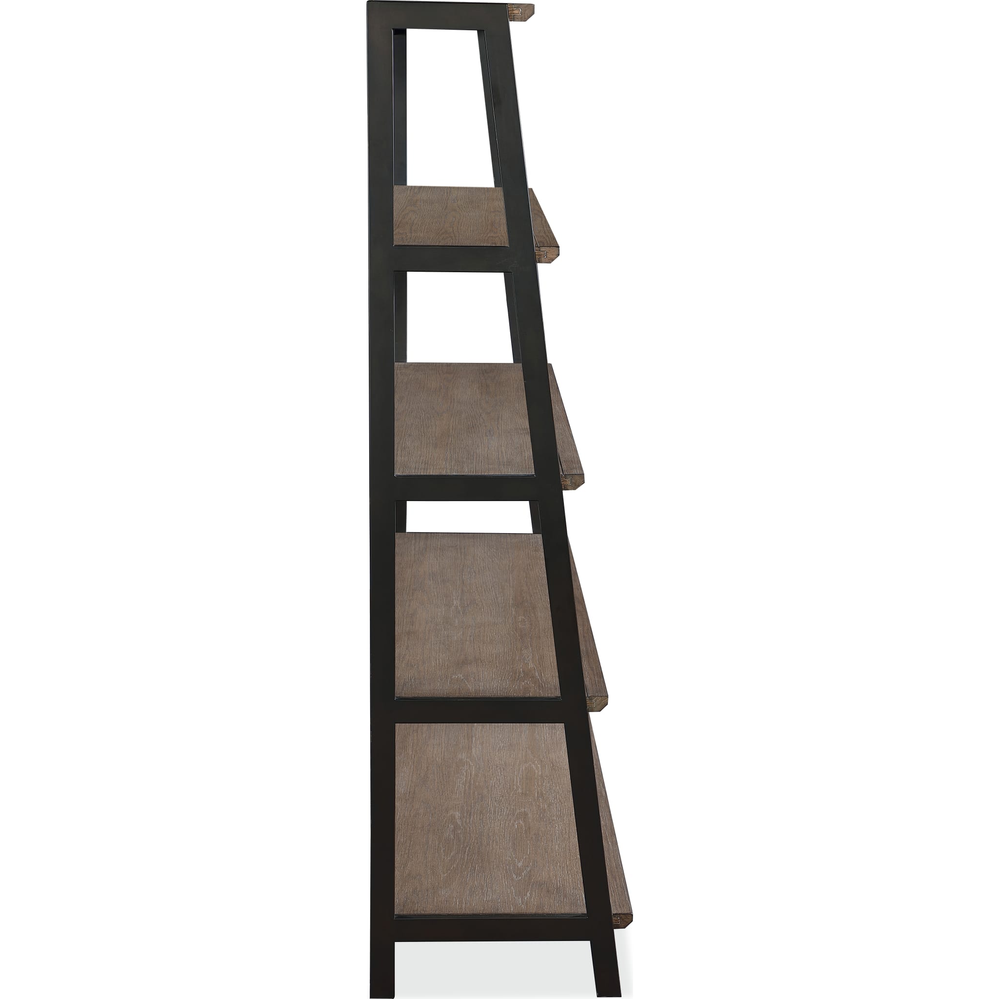 Finch Wood and Metal Etagere Bookcase in Buckwheat and Antique Bronze