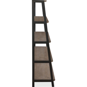 Finch Wood and Metal Etagere Bookcase in Buckwheat and Antique Bronze