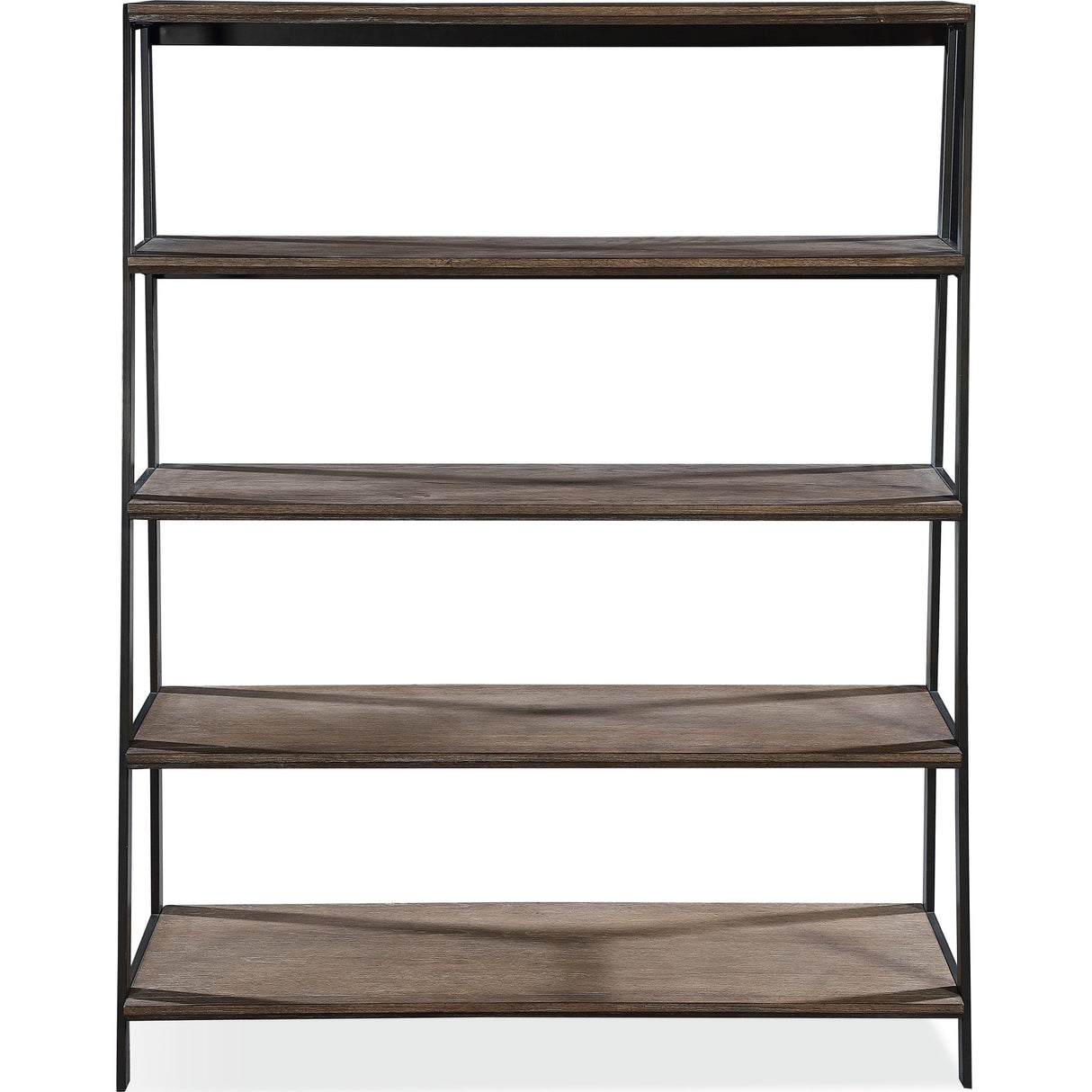 Finch Wood and Metal Etagere Bookcase in Buckwheat and Antique Bronze