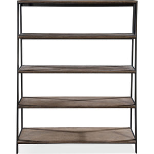 Finch Wood and Metal Etagere Bookcase in Buckwheat and Antique Bronze