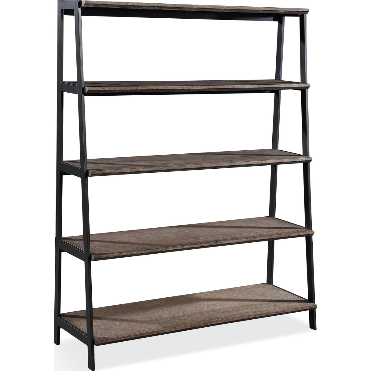 Finch Wood and Metal Etagere Bookcase in Buckwheat and Antique Bronze