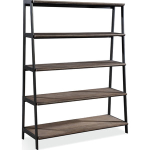 Finch Wood and Metal Etagere Bookcase in Buckwheat and Antique Bronze