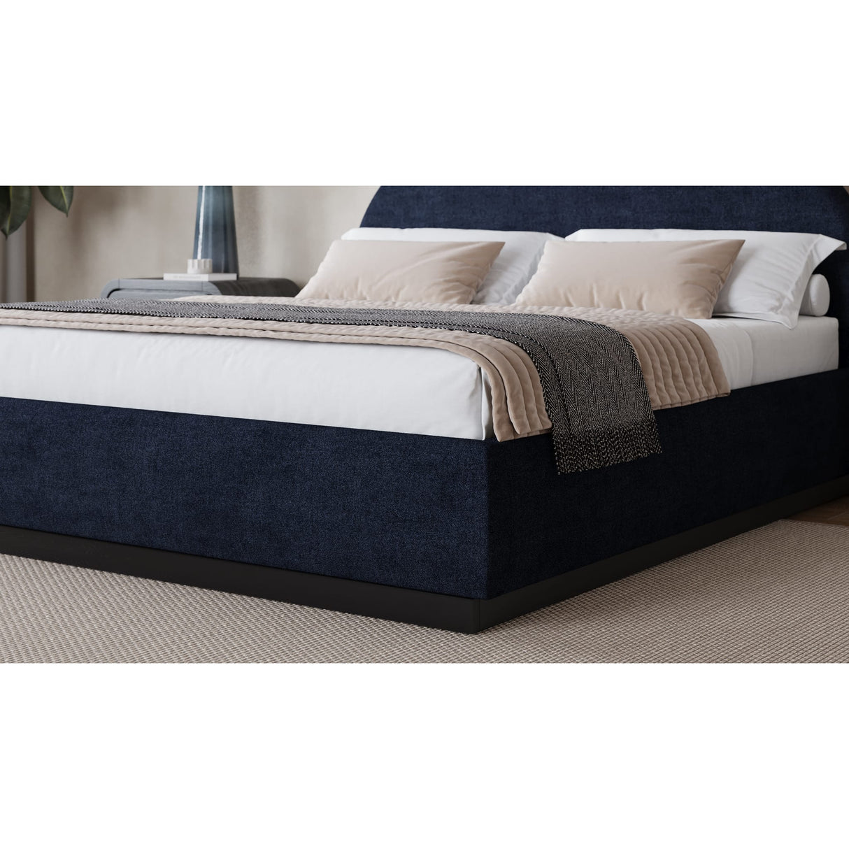 Flex Upholstered Bed in Blue Jeans Chenille