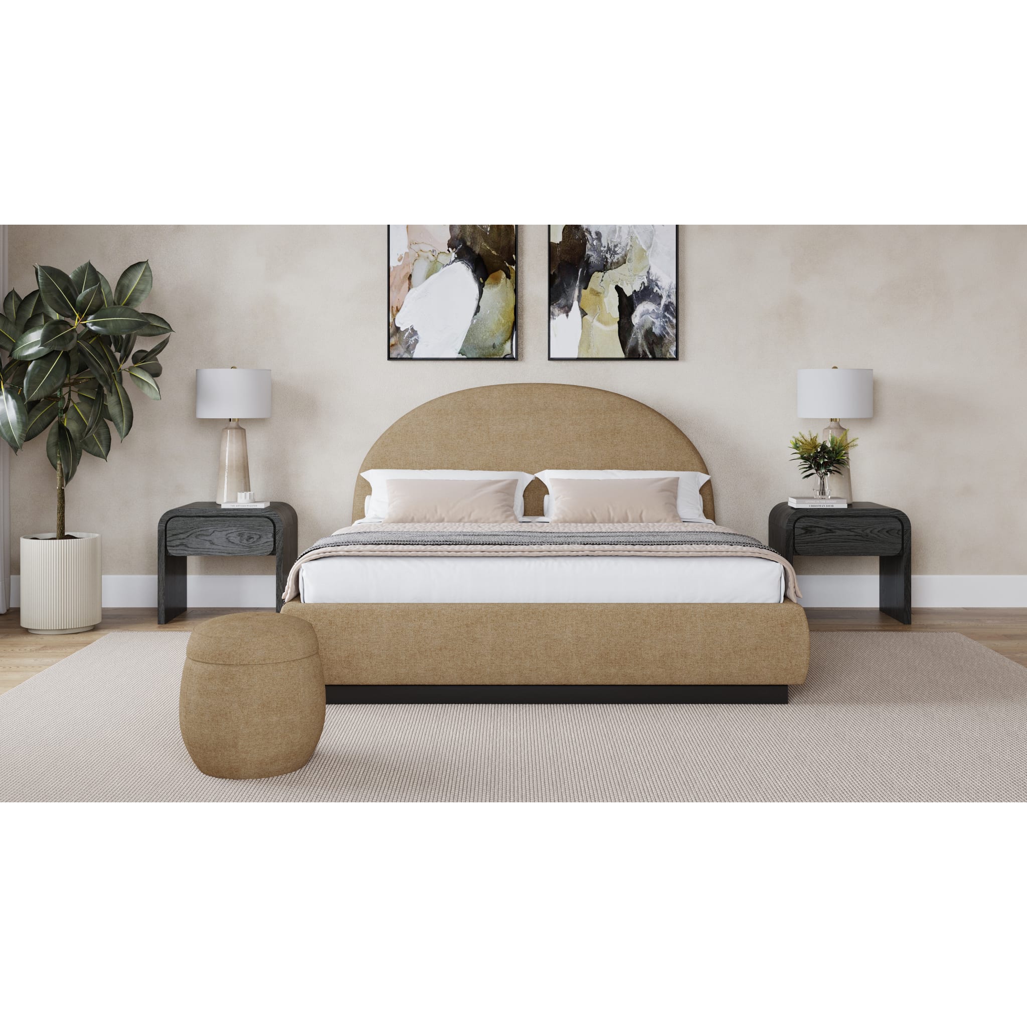 Flex Upholstered Bed in Porcini Chenille