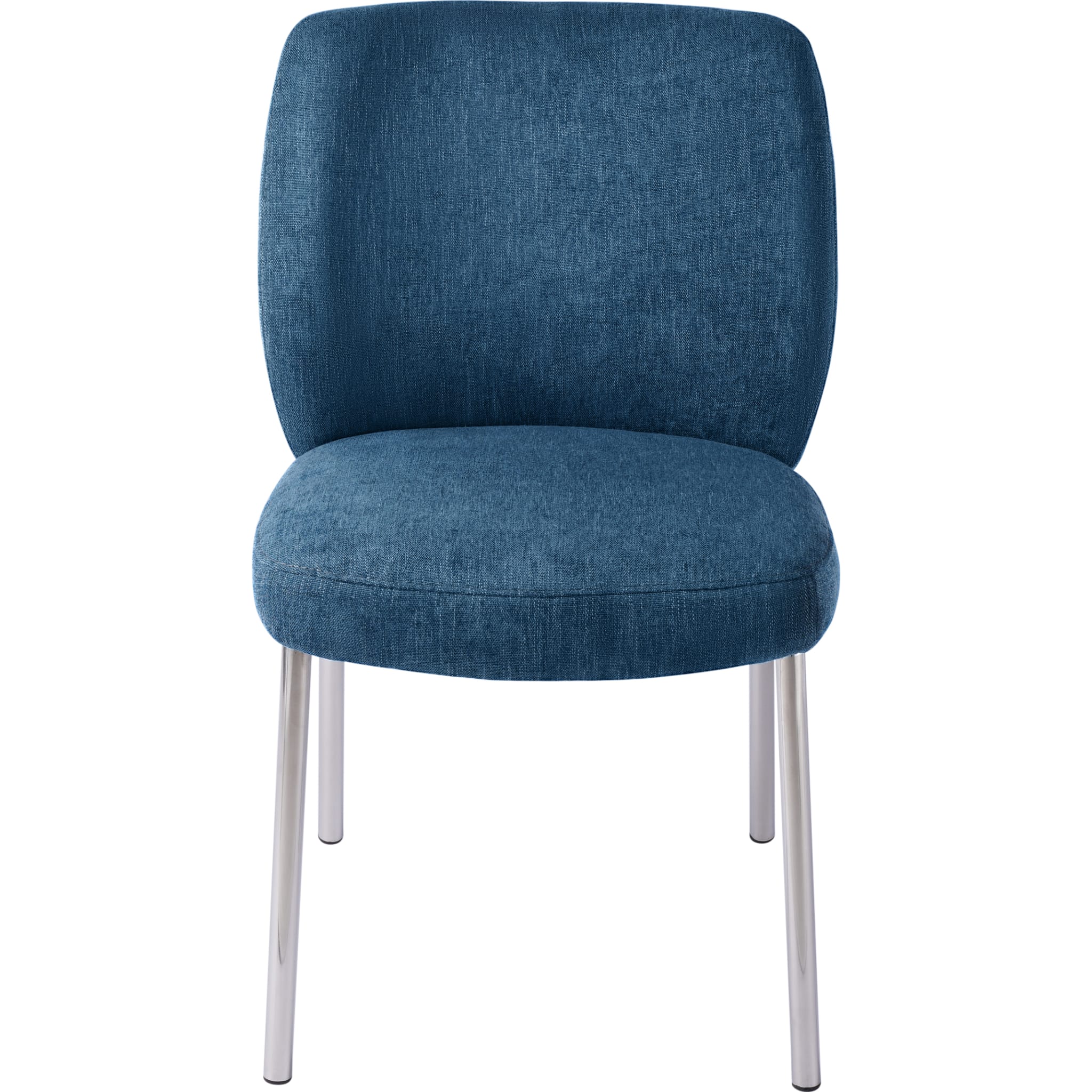 Fomo Chenille-upholstered Stainless Steel Base Dining Chair in Azure