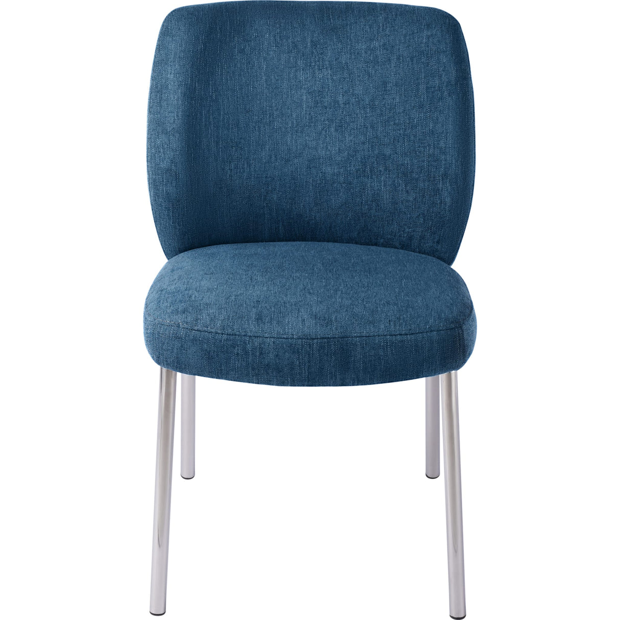 Fomo Chenille-upholstered Stainless Steel Base Dining Chair in Azure