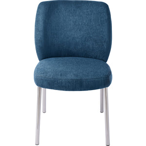 Fomo Chenille-upholstered Stainless Steel Base Dining Chair in Azure