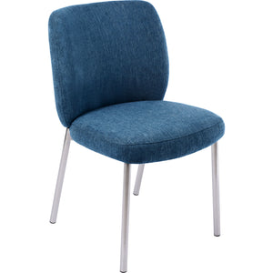 Fomo Chenille-upholstered Stainless Steel Base Dining Chair in Azure