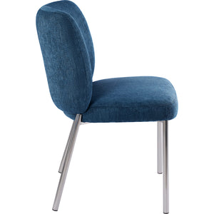 Fomo Chenille-upholstered Stainless Steel Base Dining Chair in Azure